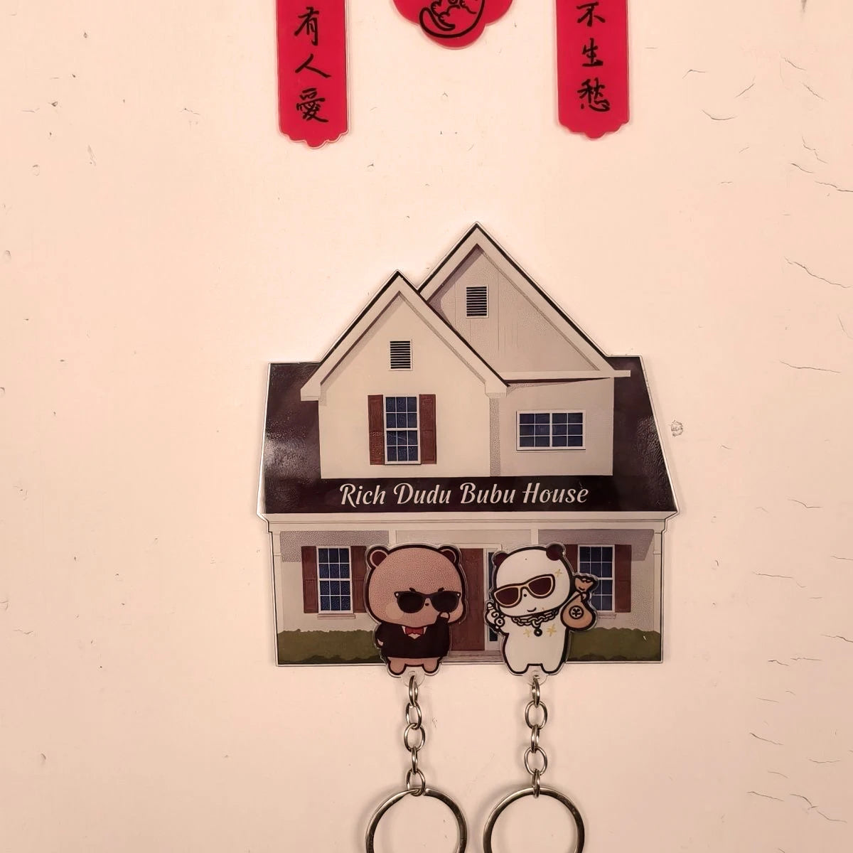 Acryl Schlüsselhalter Paar Cartoon Design Nicht-magnetisch für Zuhause