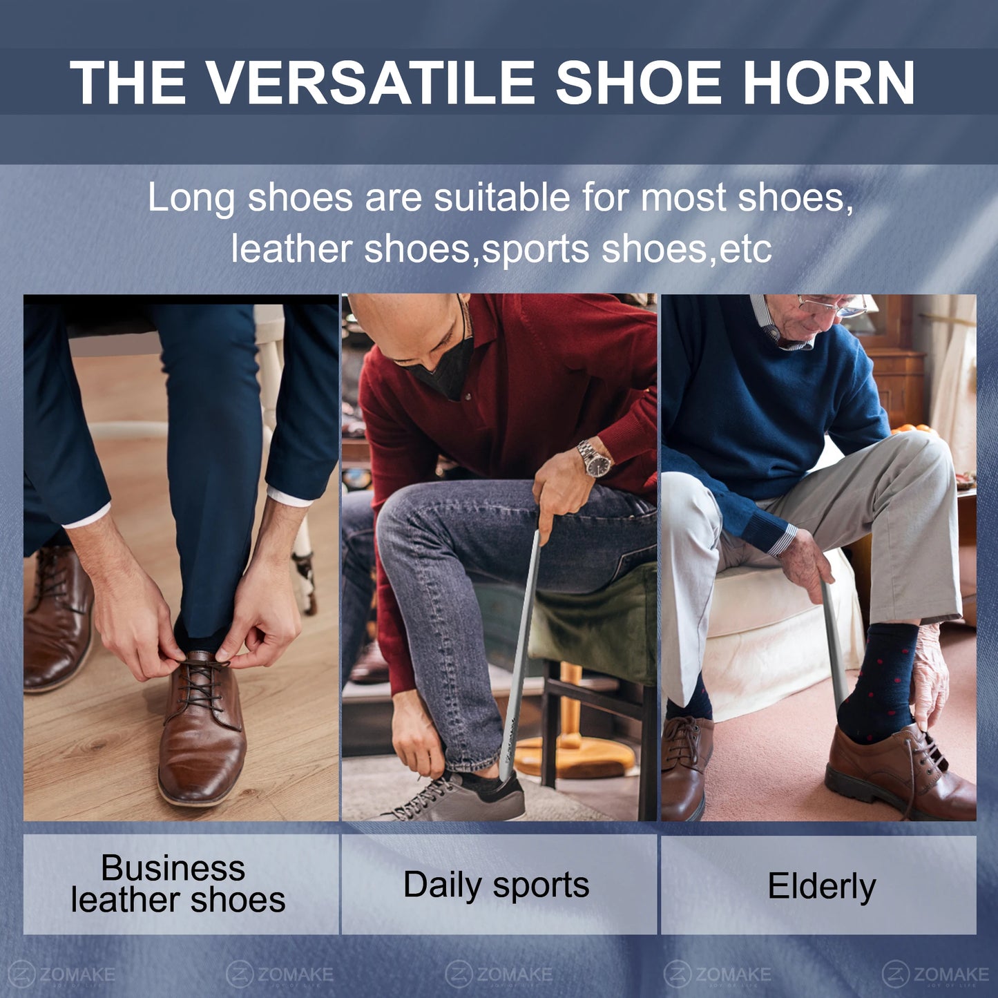 Extra langer Metall Schuhlöffel Schuhheber mit flexiblem Griff