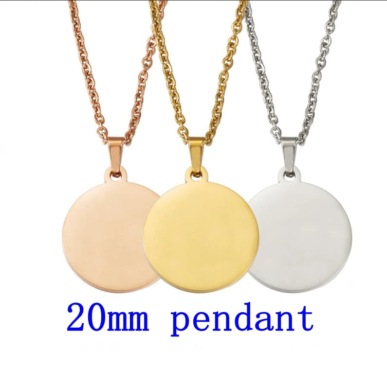 Set aus 10 runden Edelstahl Anhänger Halsketten zum Individualisieren