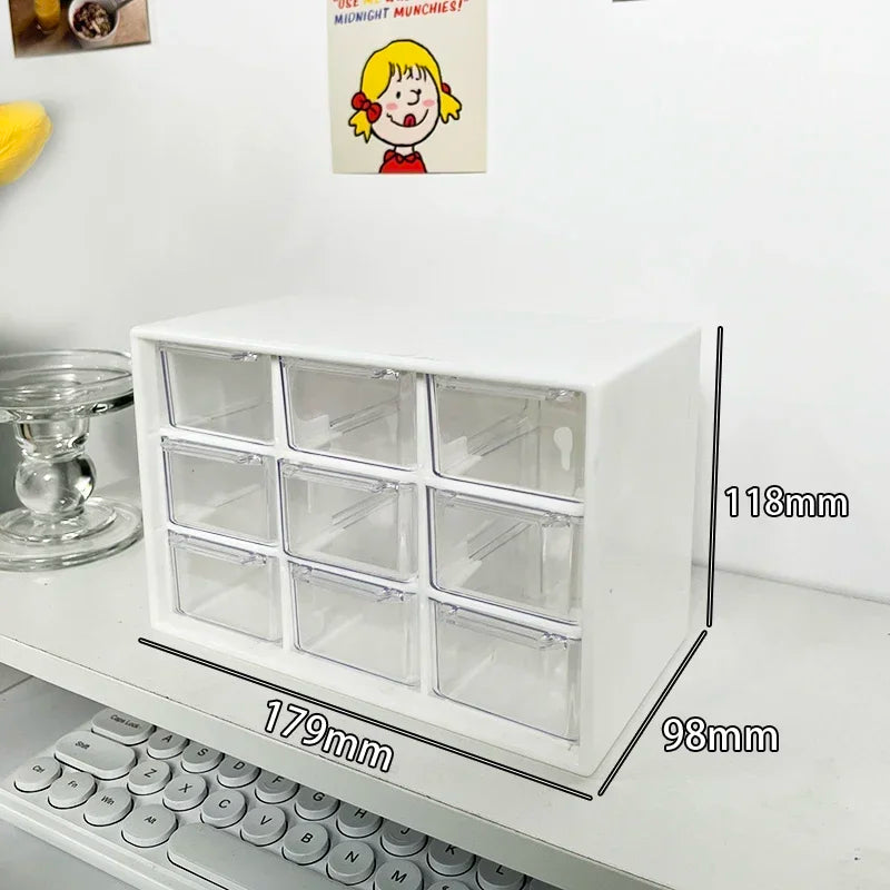 Desktop 9-Fächer Organizer transparent mit Schublade für Schreibtisch