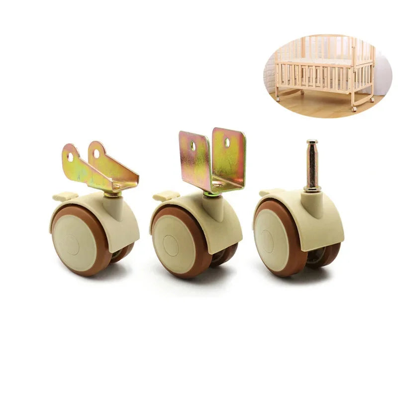 4x Lenkrollen mit Bremse 5,1cm Nylon für Möbel Babybett Stühle Trolleys