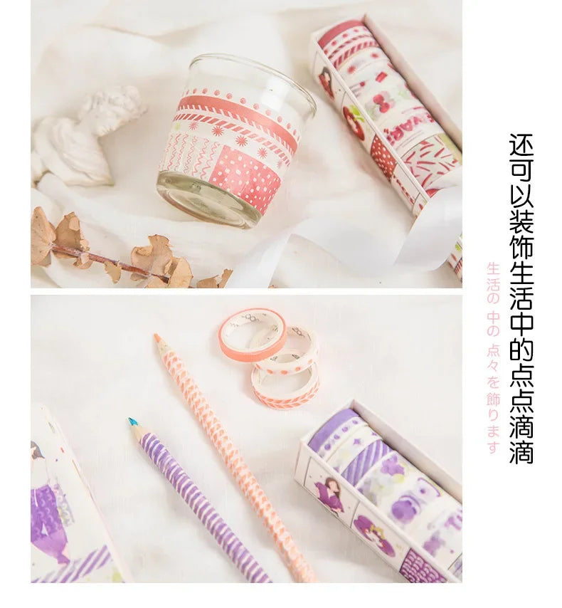 10 Rollen Washi-Papierband in verschiedenen Breiten 2m Länge für DIY Dekoration