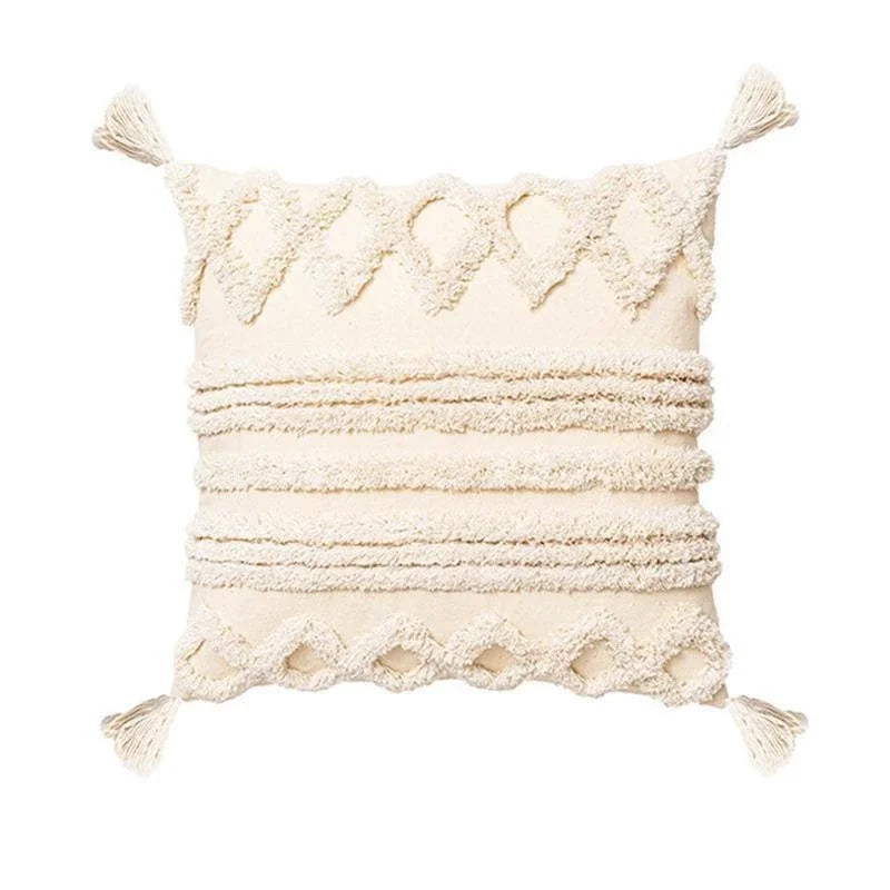 Getufteter Dekokissenbezug mit Quaste 45x45 cm im Bohème Stil
