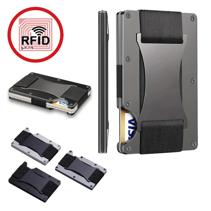 Slim Pop-Up RFID Kartenhalter – leichte Aluminium Geldbörse mit extra Fach