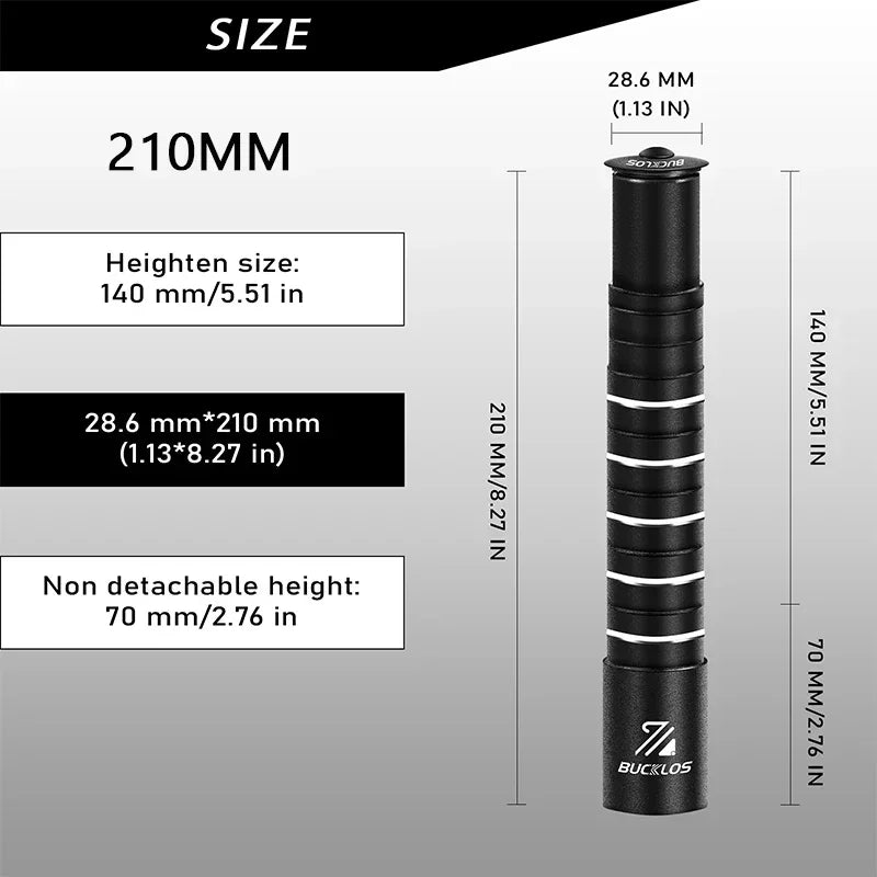 Fahrrad Vorbau Verlängerung 100-210 mm Aluminium Lenker Extender Adapter
