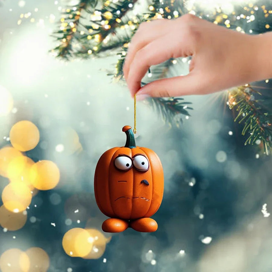 Farbenfrohe Acryl Anhänger Kürbis Motiv für Halloween und Thanksgiving