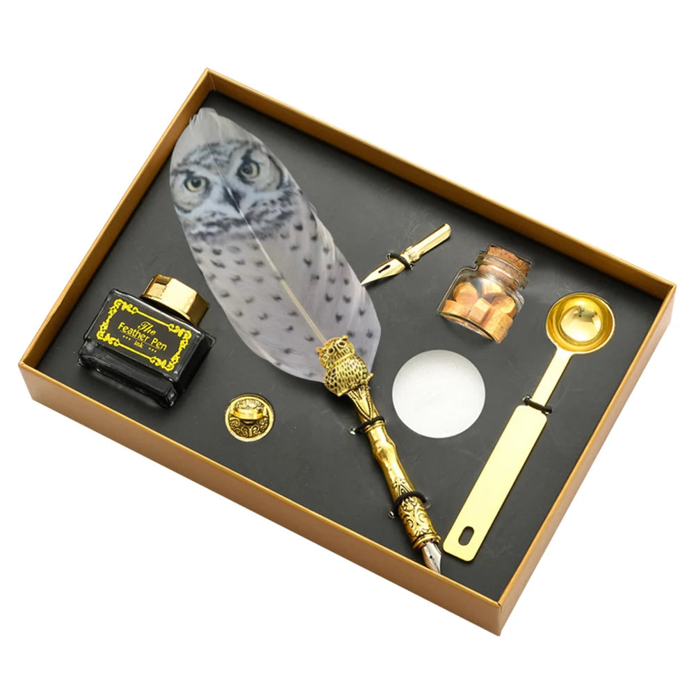 Kreatives Kalligraphie Füllfederhalter Set mit Dip-Stift Wachs und Stempel