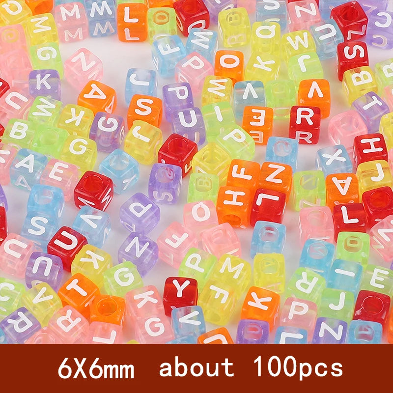 6x6mm Quadratische Acryl Alphabet Perlen für DIY Schmuck Basteln