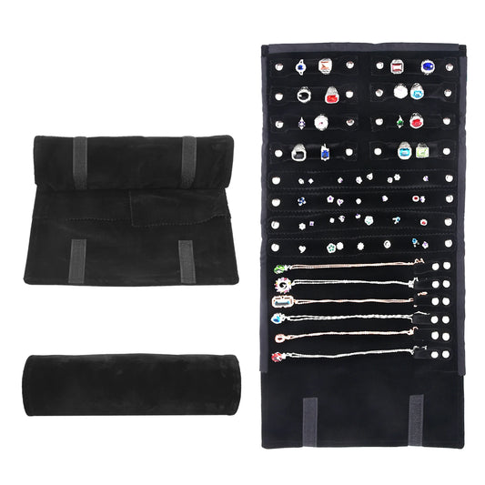 Eleganter Reise Schmuck Organizer aus Samt – Aufrollbar & Faltbar