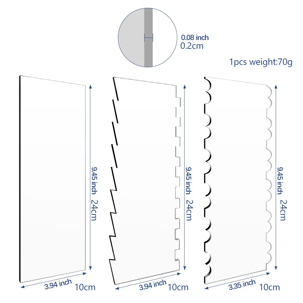 Acryl Kuchen Schaber Set für glatte Buttercreme und professionelle Kuchendeko