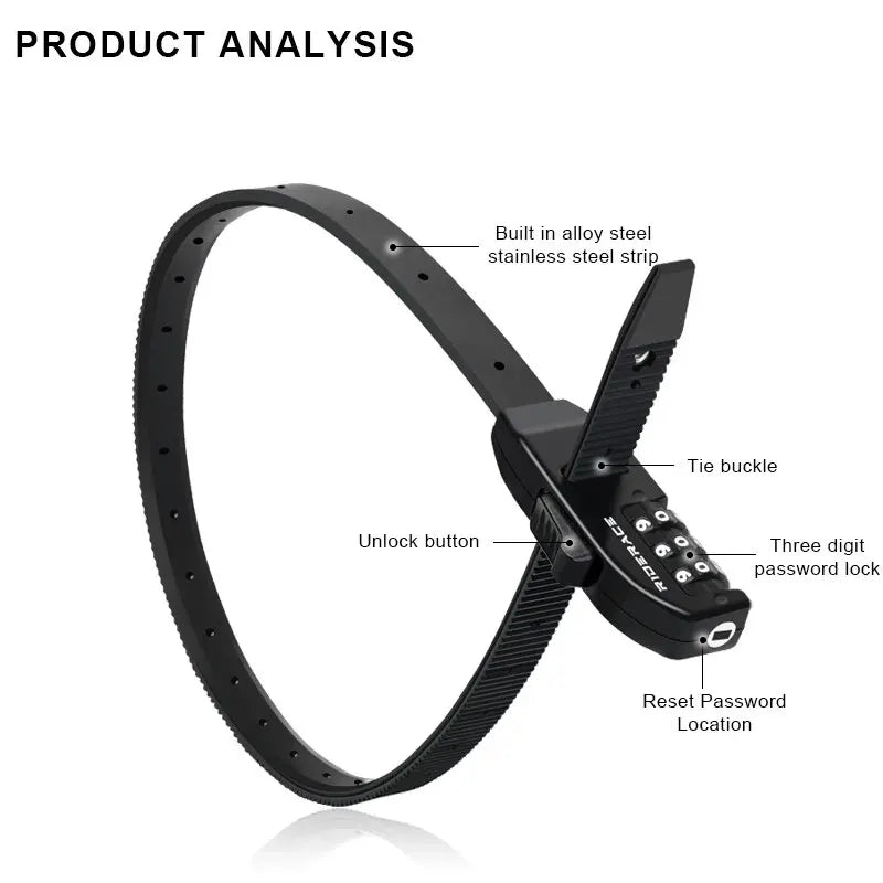 Flexibles 3-stelliges Stahl-Kabelschloss, 56 cm – sicherer Diebstahlschutz fürs Bike