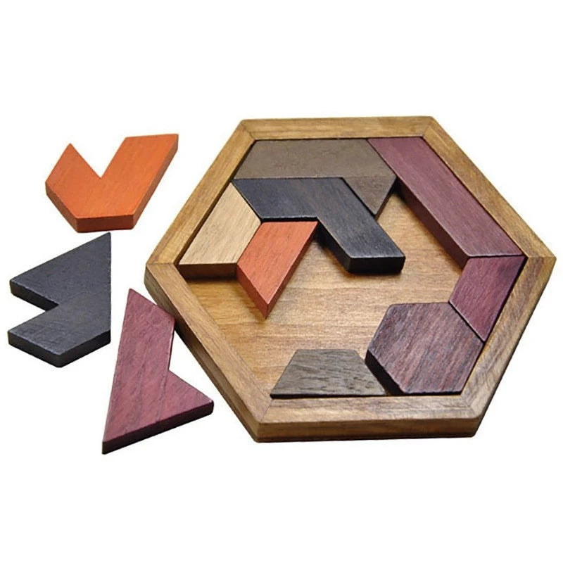 Montessori Holz Puzzle Tangram Geometrie Denkspiel Lernspielzeug Kinder