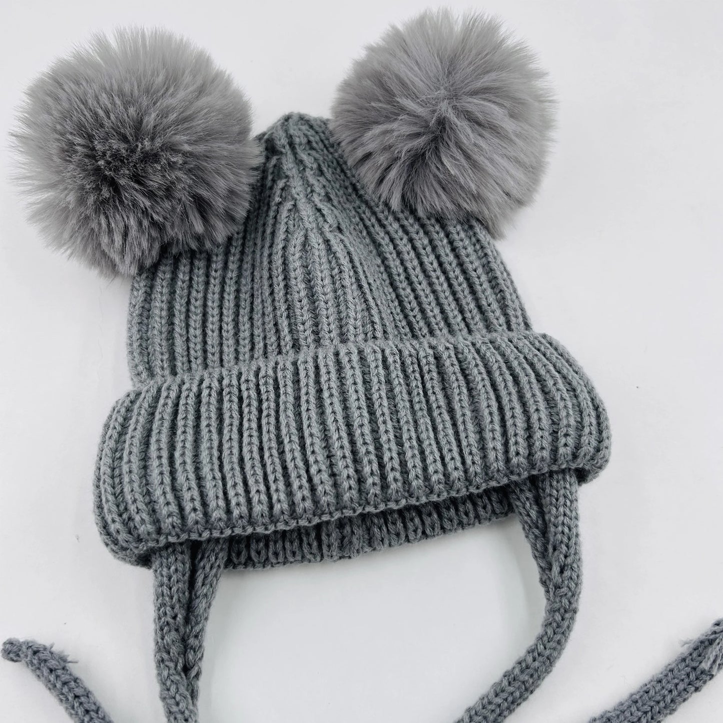 Winter Baby Mütze mit Pompom Gestrickte Beanie für Jungen und Mädchen