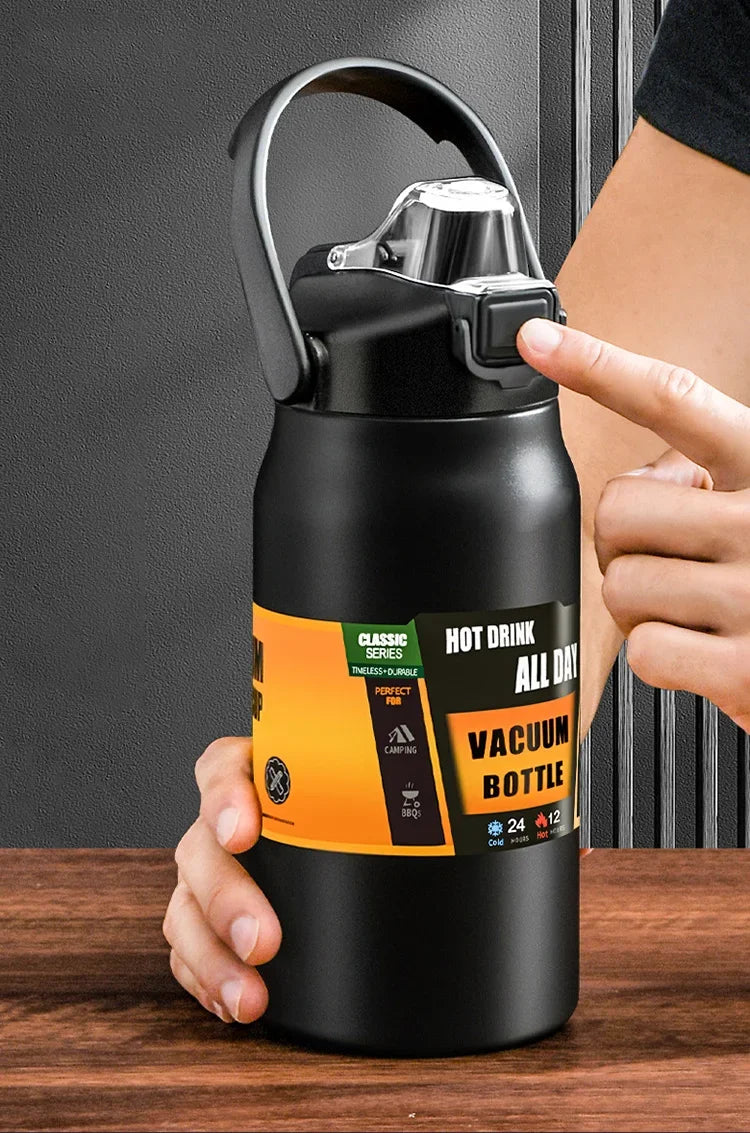 Premium Edelstahl-Thermoskanne mit Strohhalm, 24h kalt & 8h heiß, BPA-frei