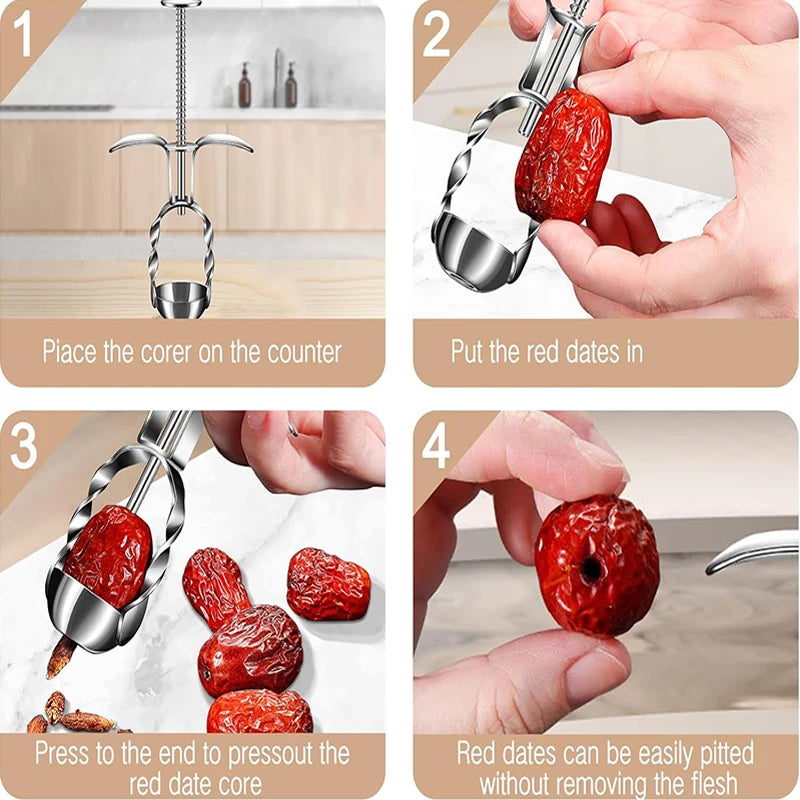 Edelstahl Obstkerner für Kirschen - Datteln – Komfortabler Pitter