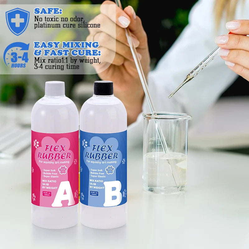 Flüssiges Silikongel Set für Squishy Basteln in 4 Größen mit 1 zu 1 Mischung