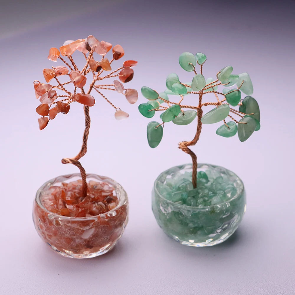 7-Chakren Lebensbaum Deko: Naturkristall Feng Shui Ornament für Heim Büro