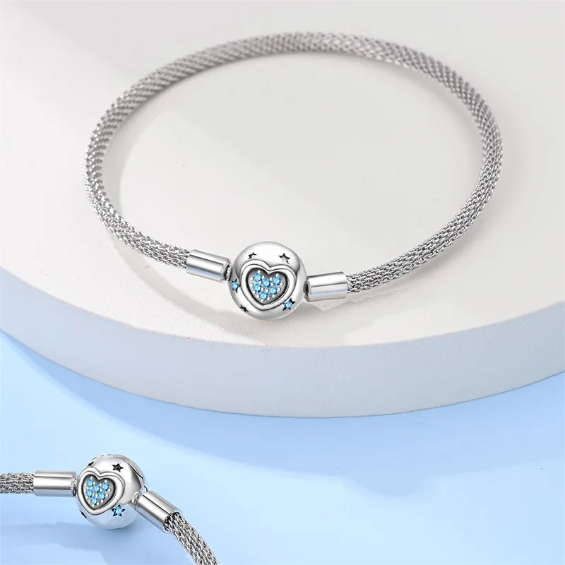 Armband Silber 925 mit Stern Mond Sonne und Grünem Zirkon Charm