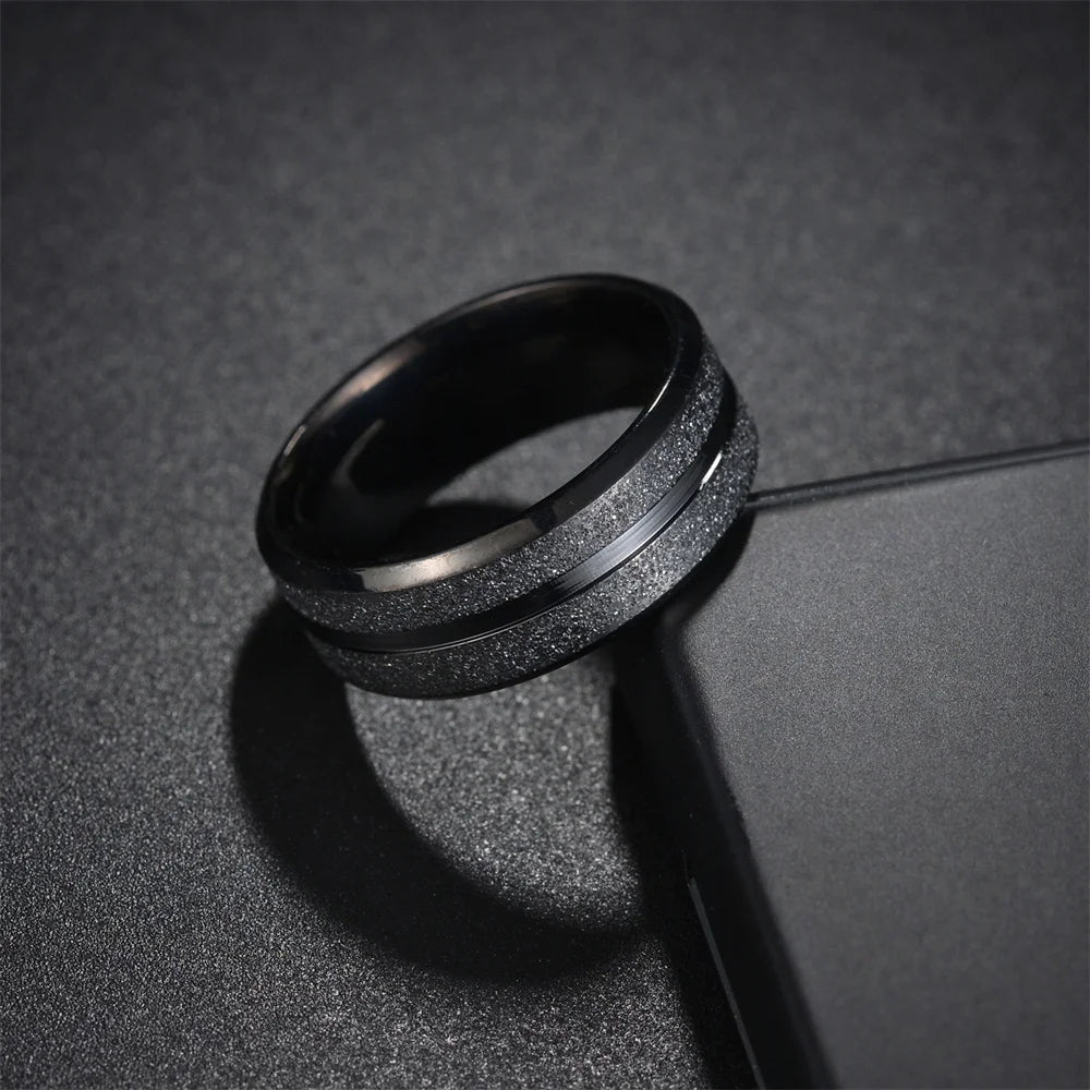 8mm Herren Edelstahl Ring mattiert sandgestrahlt Fingerring Geschenk