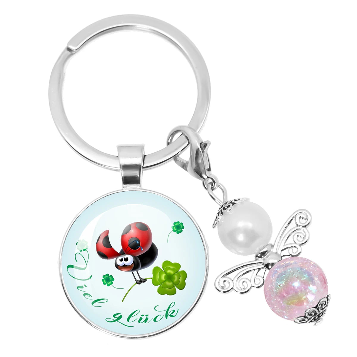 Glücksbringer Schlüsselanhänger mit vierblättrigem Kleeblatt Design
