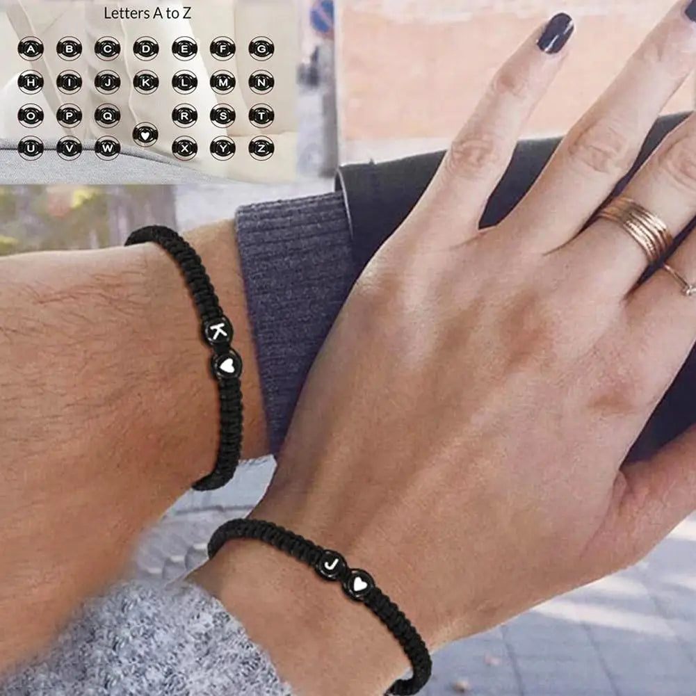 Verstellbares Unisex Anfangsherz Armband mit Buchstaben Geflochten Freundschaft