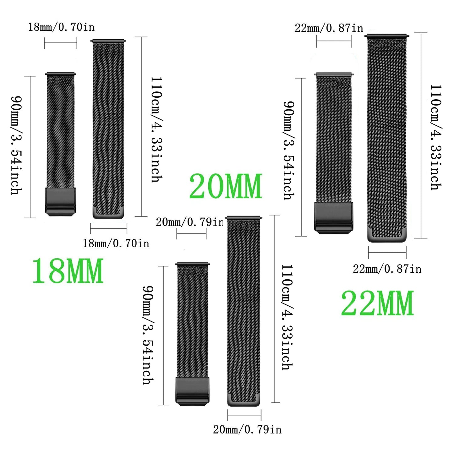 Milanese Metall Armband 18mm 20mm 22mm für viele Uhren – Stil und Komfort