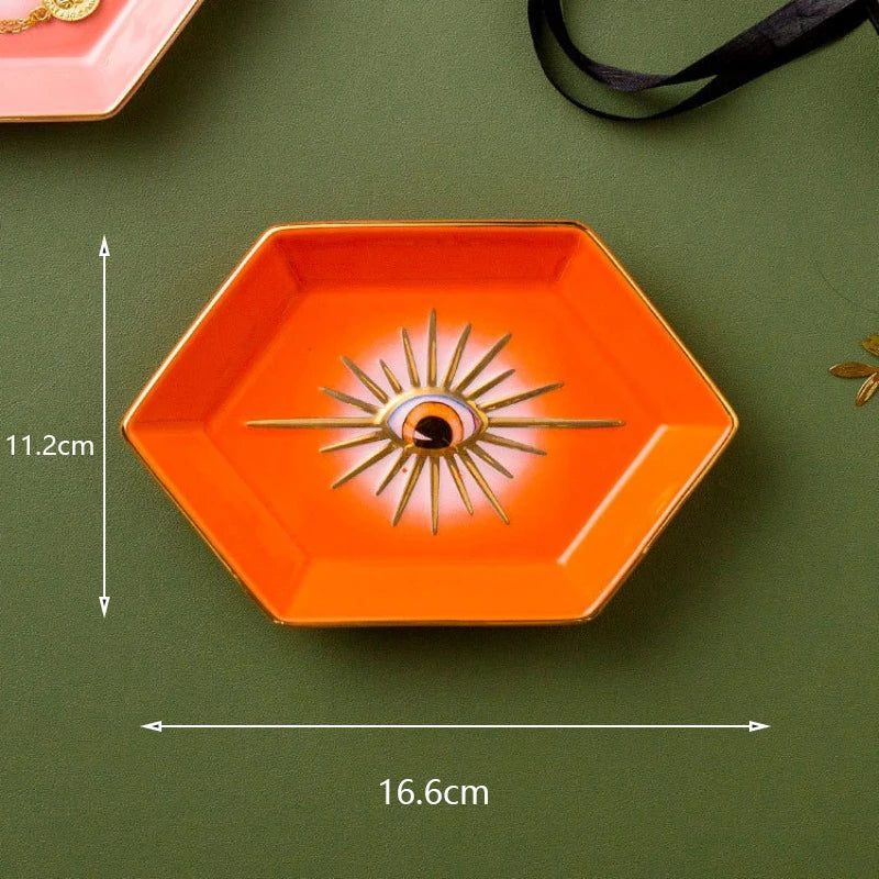 Buntes Sechseckiges Keramik Ablagetablett Dekorativ