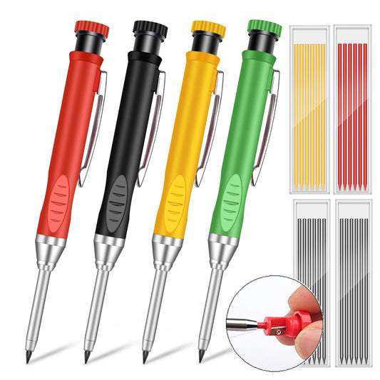 Präzise Zeichnen - Markieren: 2,8mm Zimmermanns-Druckbleistift mit Spitzer, 6 Farben