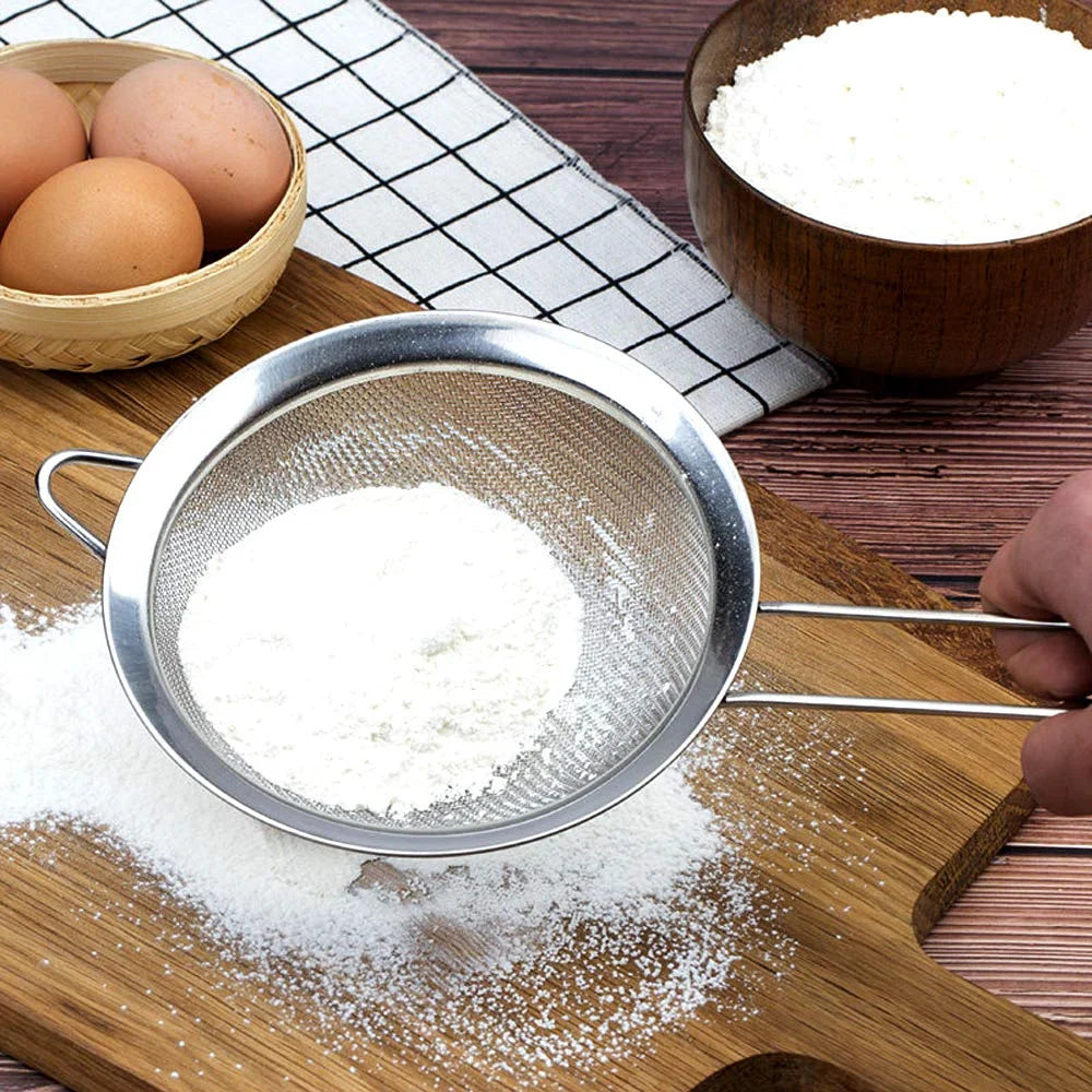 3 teiliges Feinmaschiges Edelstahl Sieb Set mit Griff