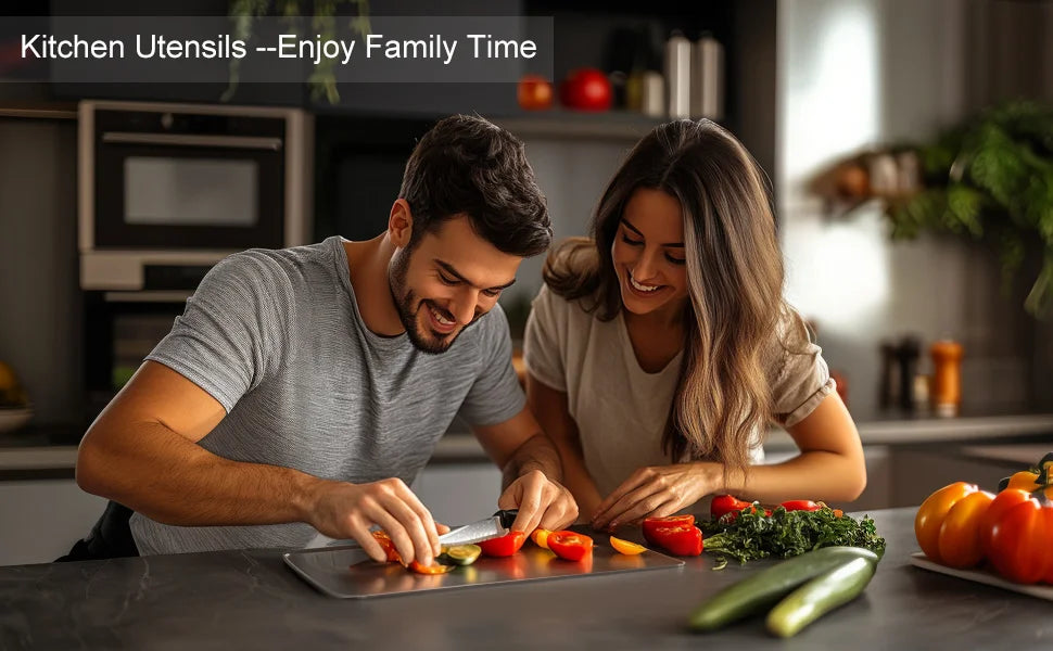 Doppelseitiges Titanium Edelstahl Schneidebrett Set für Küche und Fleisch