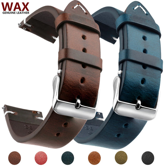 Wachs-Uhrenarmband aus echtem Leder mit Schnellverschluss in verschiedenen Größen