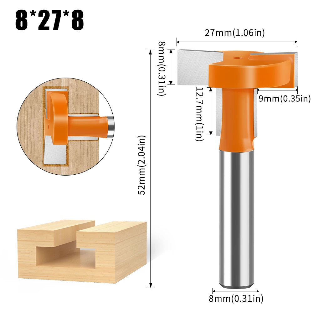 8mm Schaft Gerade Kante T-Router Bit für präzises Schlitzen