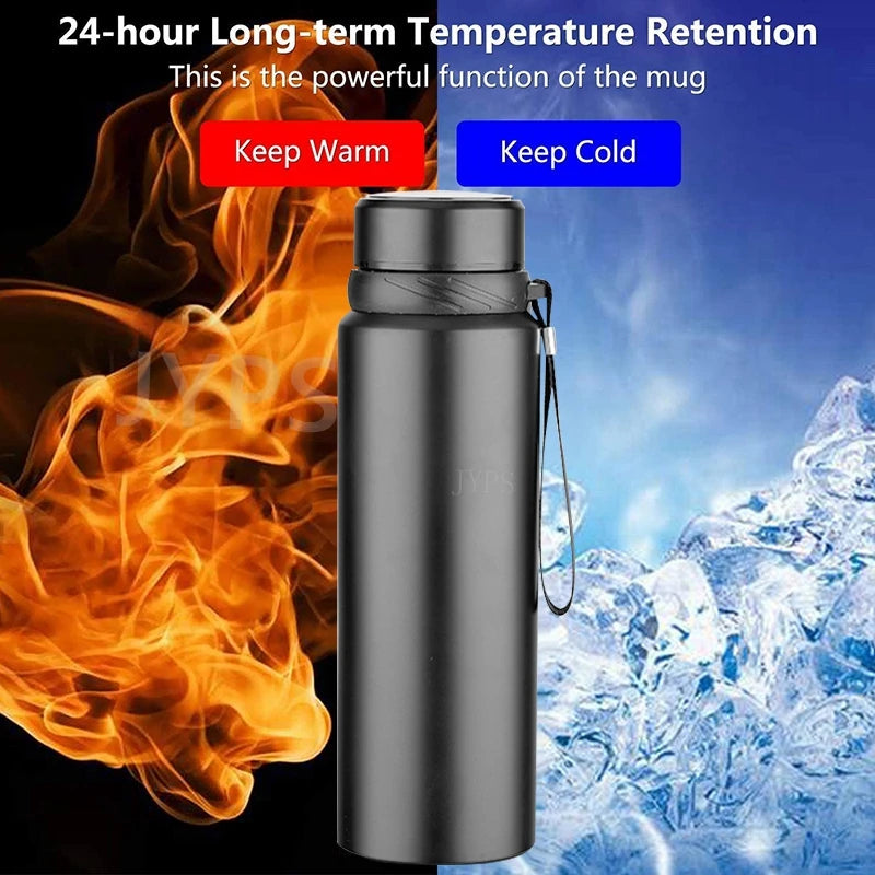 Langanhaltend heiß - kalt: 1L Edelstahl-Thermosflasche BPA-frei für Outdoor - Büro