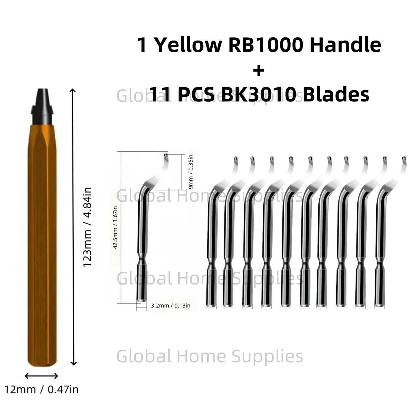 Entgratungswerkzeug Set RB1000 mit 1 oder 11 Schnellarbeitsstahl-Schwenkklingen
