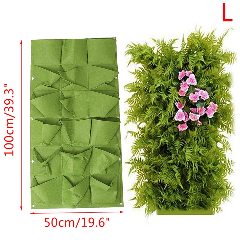 Vertikaler Wandpflanzer Tasche Grün – Ideal für Kräuter - Blumen Garten Balkon