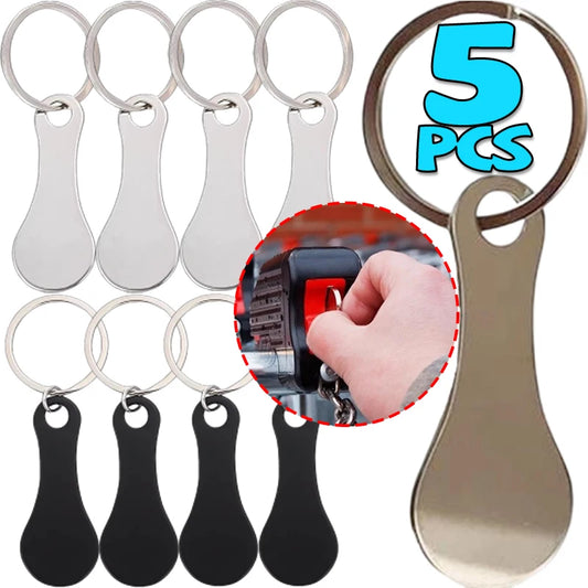 Praktischer Einkaufswagen-Token Schlüsselanhänger aus Aluminium, 1-5 Stück in Silber - Schwarz