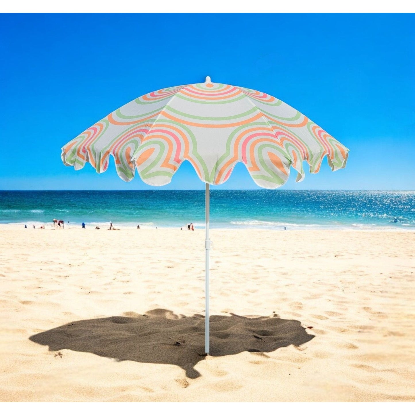 Sonnenschirm Strandschirm UV 30+ Balkonschirm grün blau Kreise Streifen