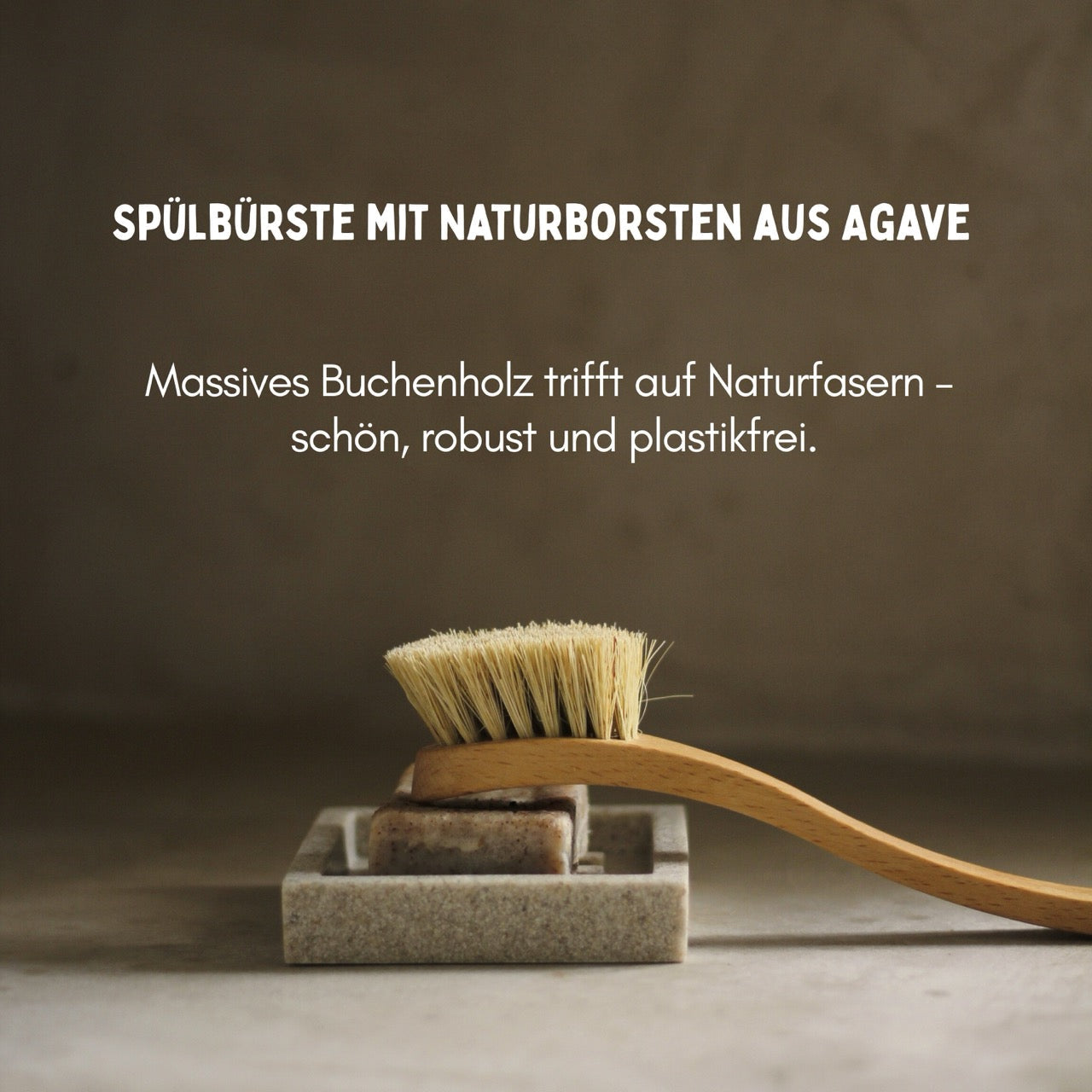 Spülbürste Holz Naturborsten aus Agave (soft) Plastikfrei + Vegan