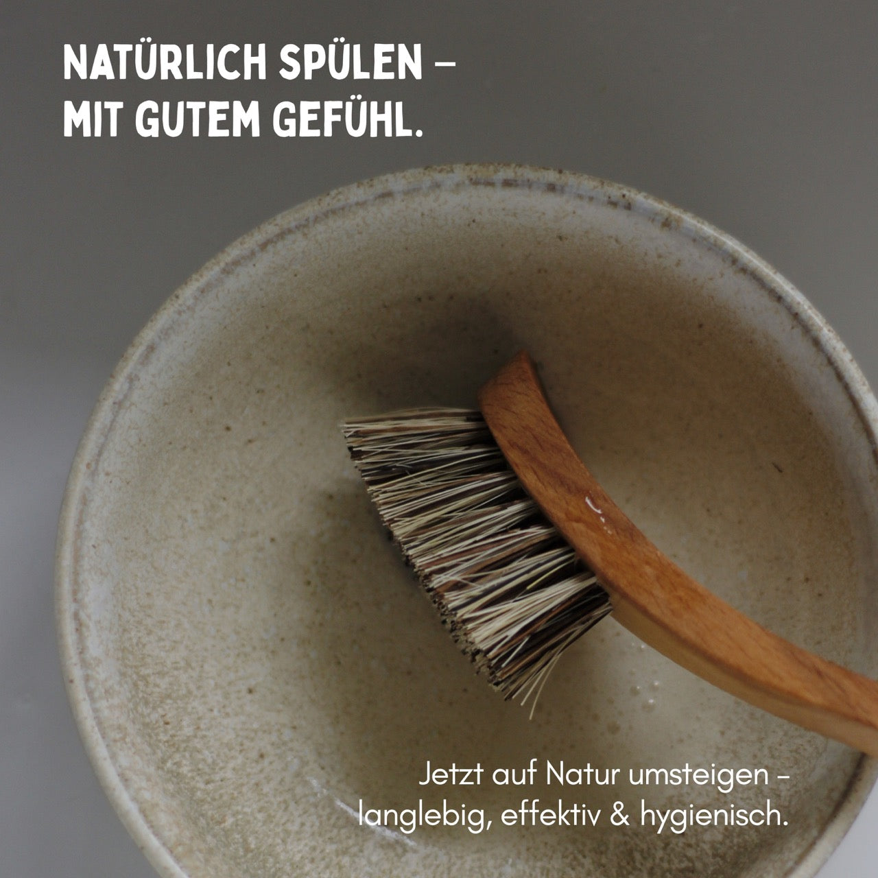 Spülbürste Holz Naturborsten aus Palme (extra stark) Plastikfrei + Vegan