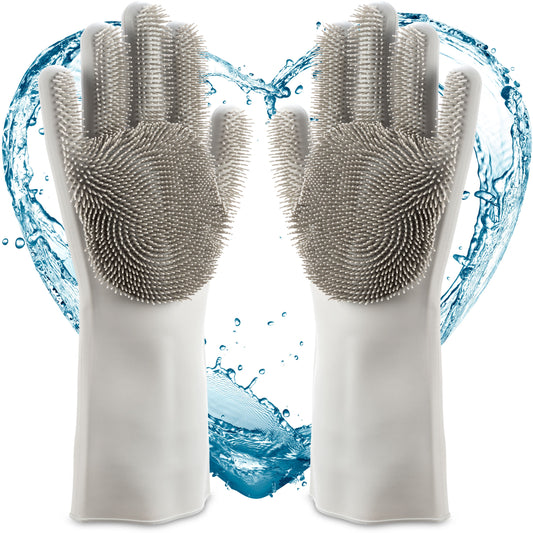 Robuste Silikonhandschuhe mit Reinigungsborsten für Haushalt und Auto