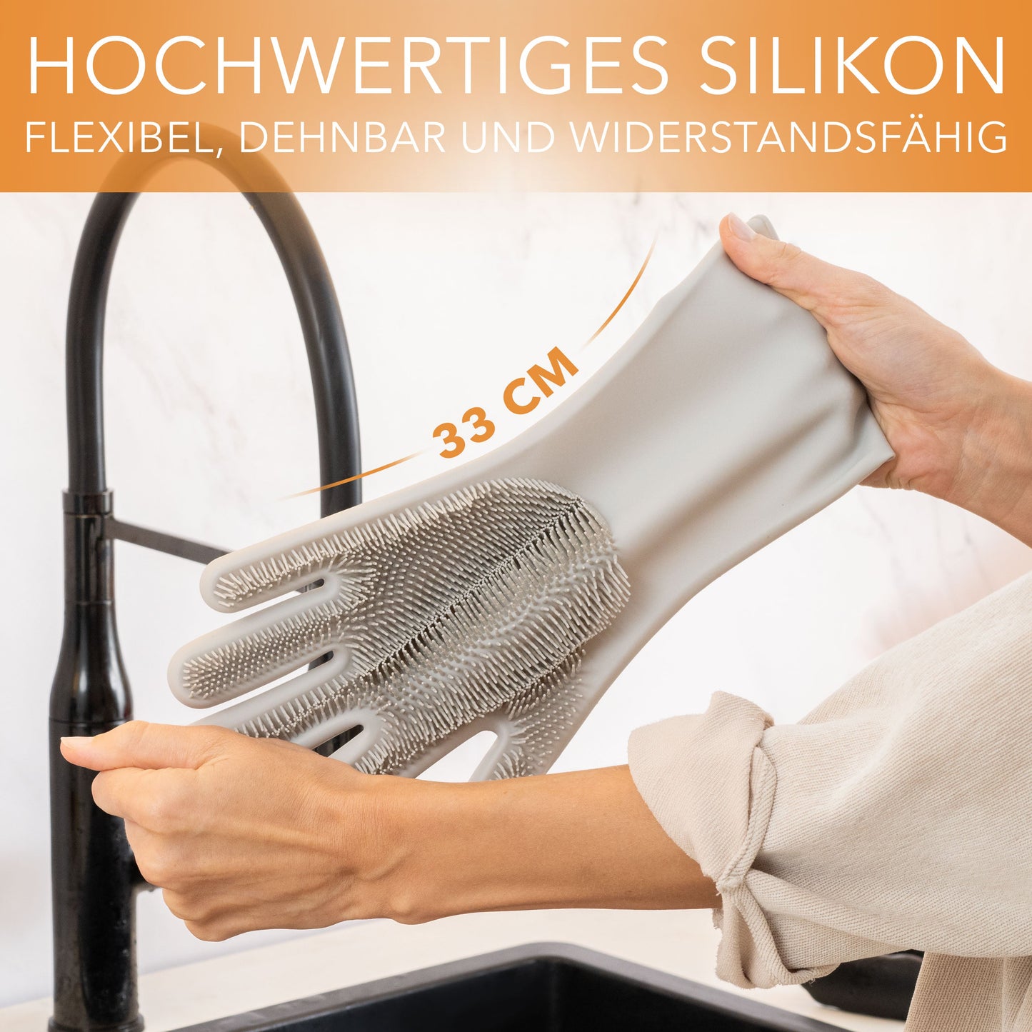 Robuste Silikonhandschuhe mit Reinigungsborsten für Haushalt und Auto