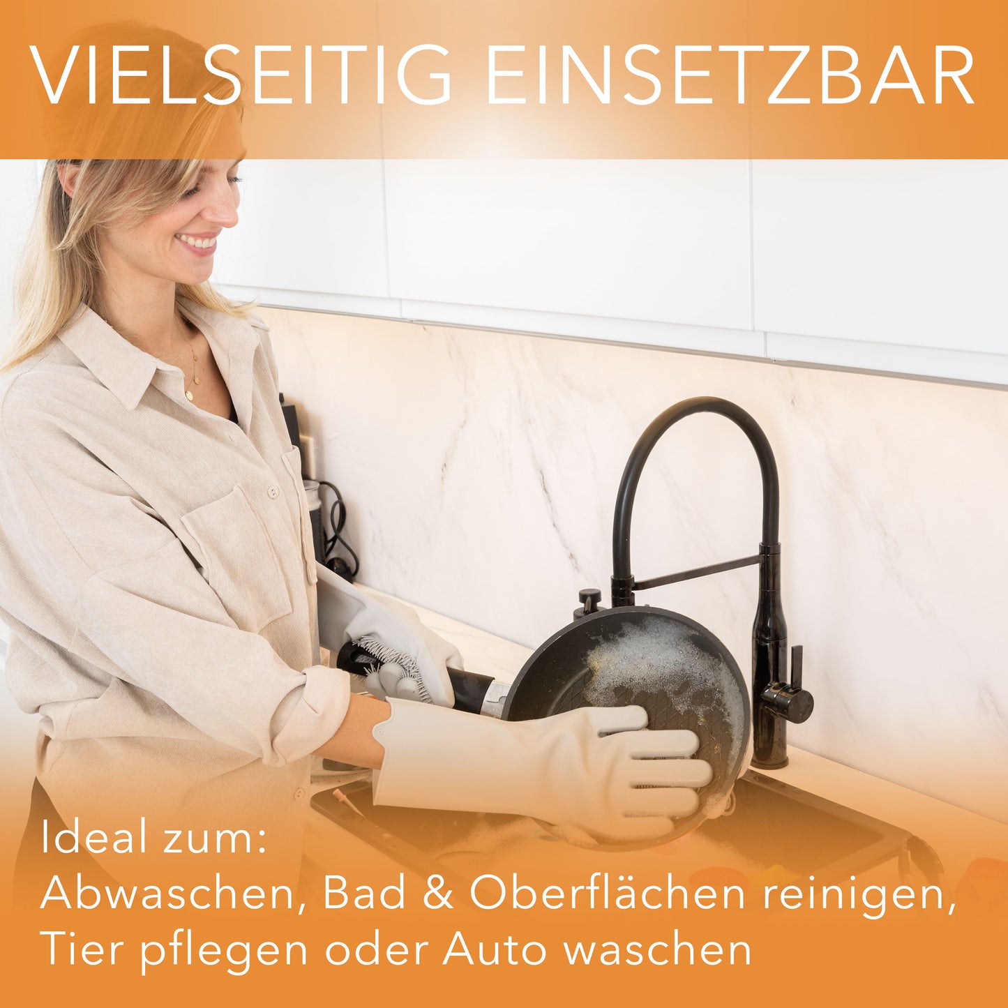 Robuste Silikonhandschuhe mit Reinigungsborsten für Haushalt und Auto