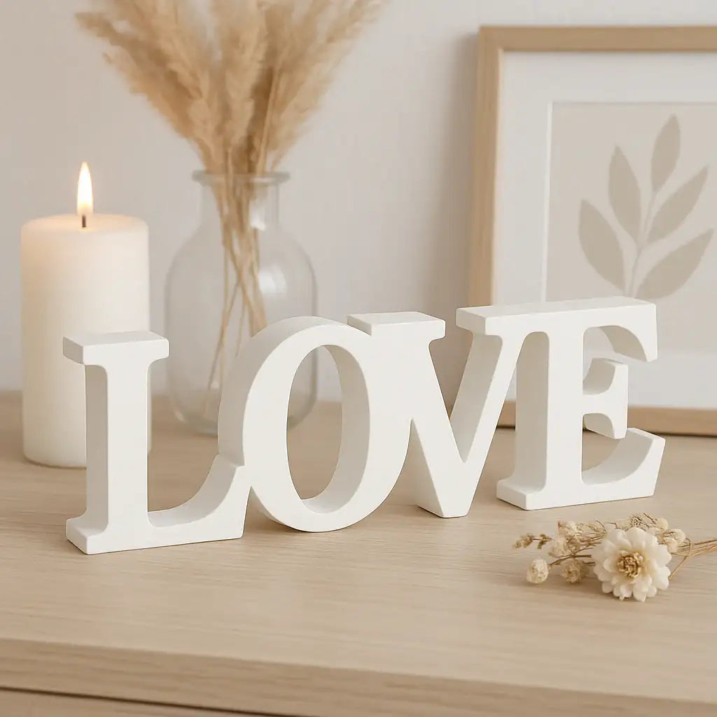Handgefertigter LOVE Deko Schriftzug für emotionale Wohnakzente