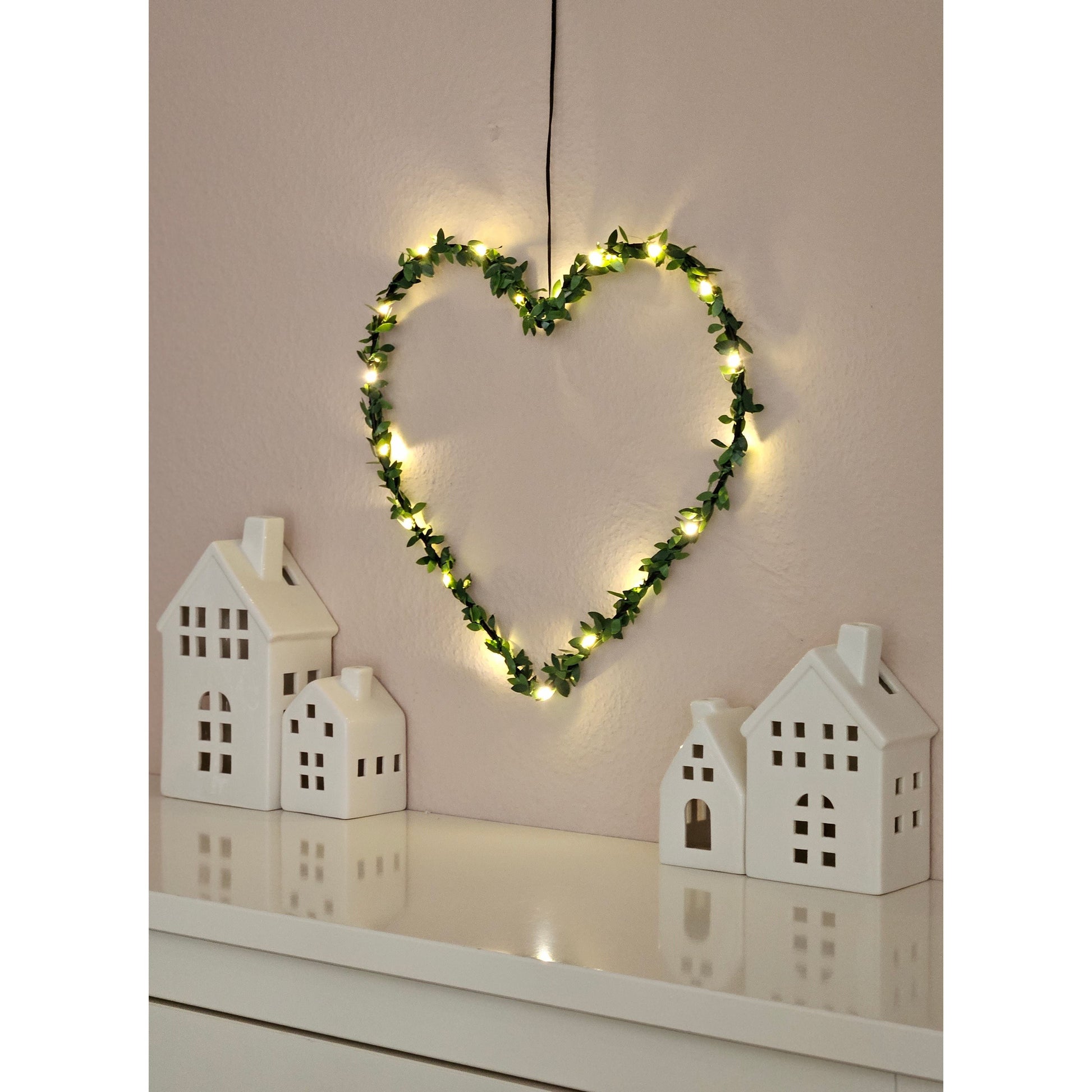 Herz Stern Fenster LED Silhouette Warmweiß Weihnachtsbeleuchtung 30cm Deko grün