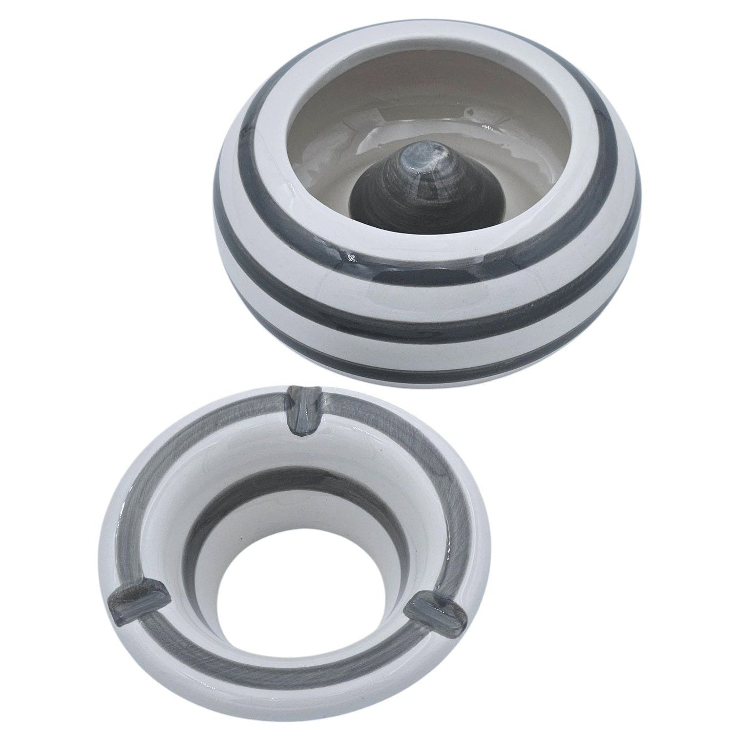 Aschenbecher Mykonos maritim Grau Weiß XXL 23 cm