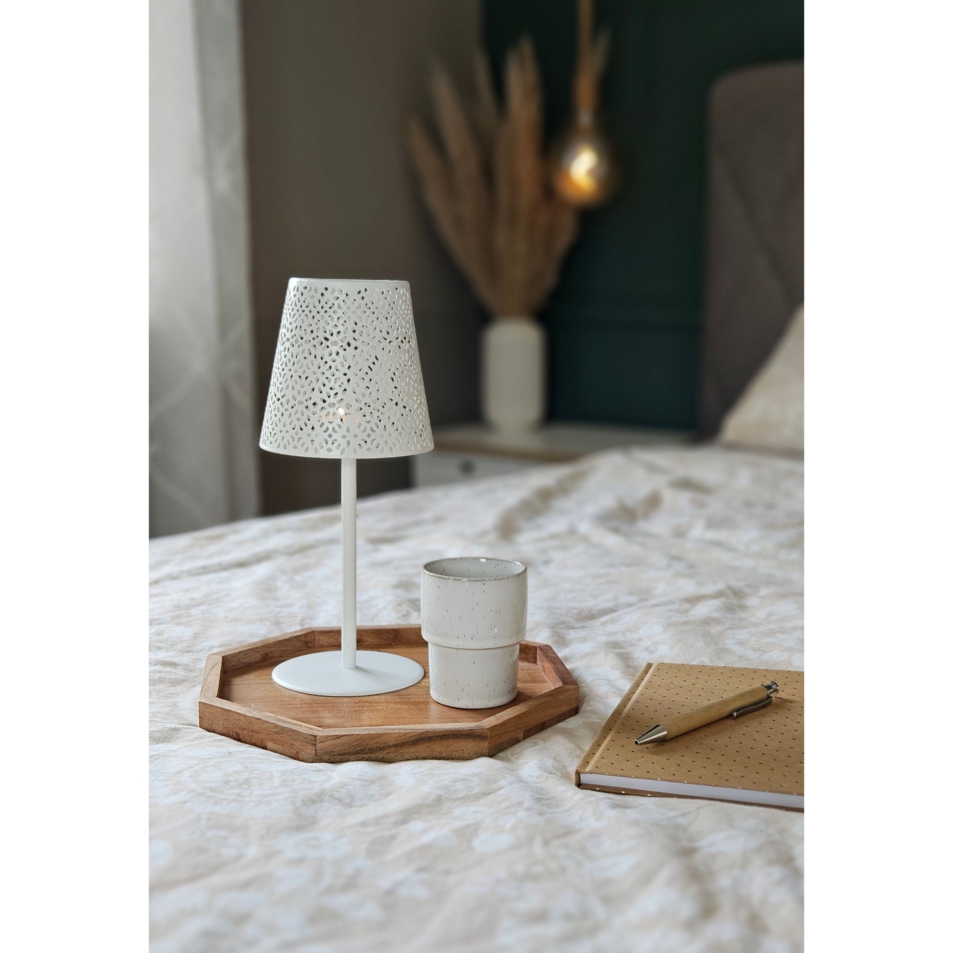 Vielseitiges achteckiges Dekotablett aus Akazienholz 25 cm