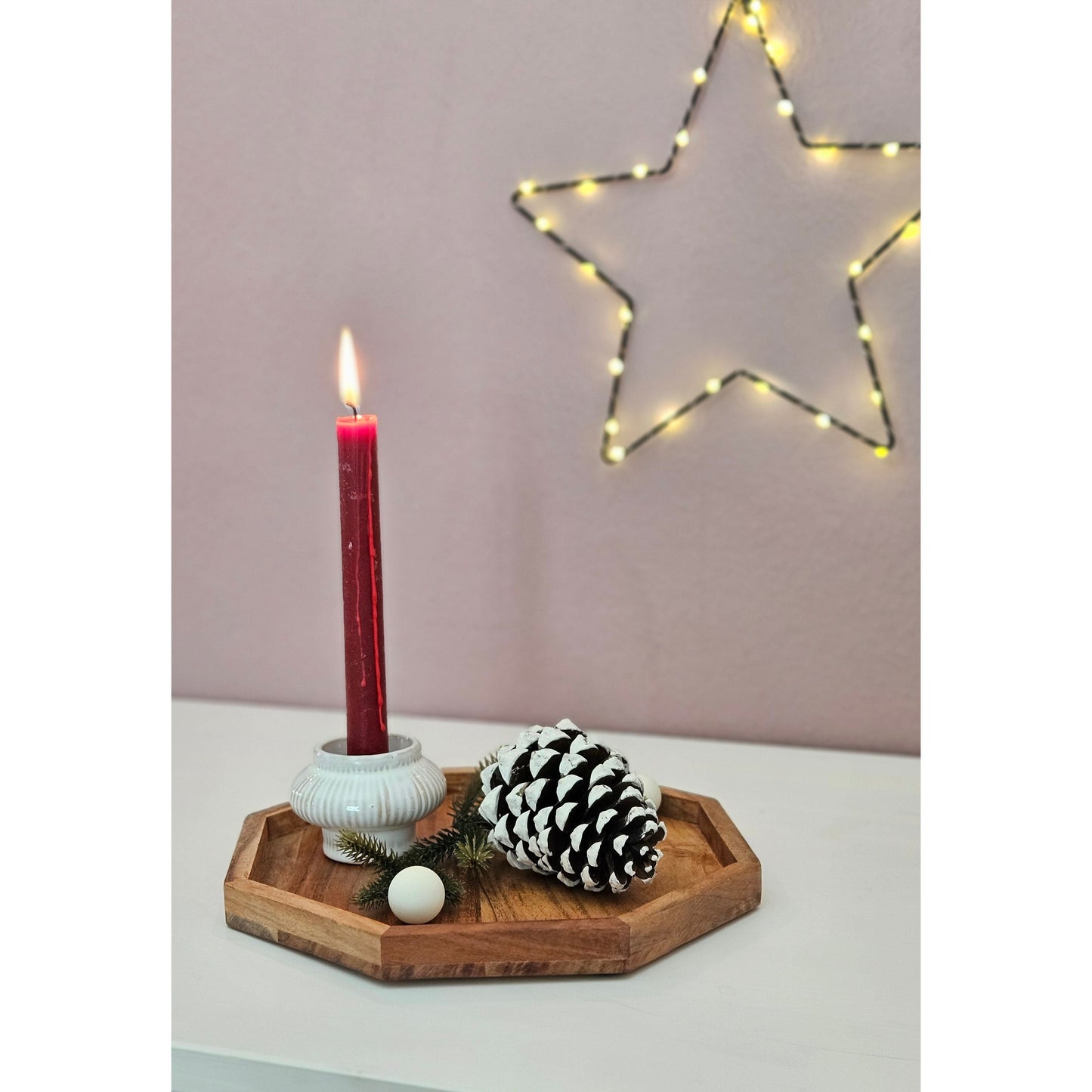 Vielseitiges achteckiges Dekotablett aus Akazienholz 25 cm