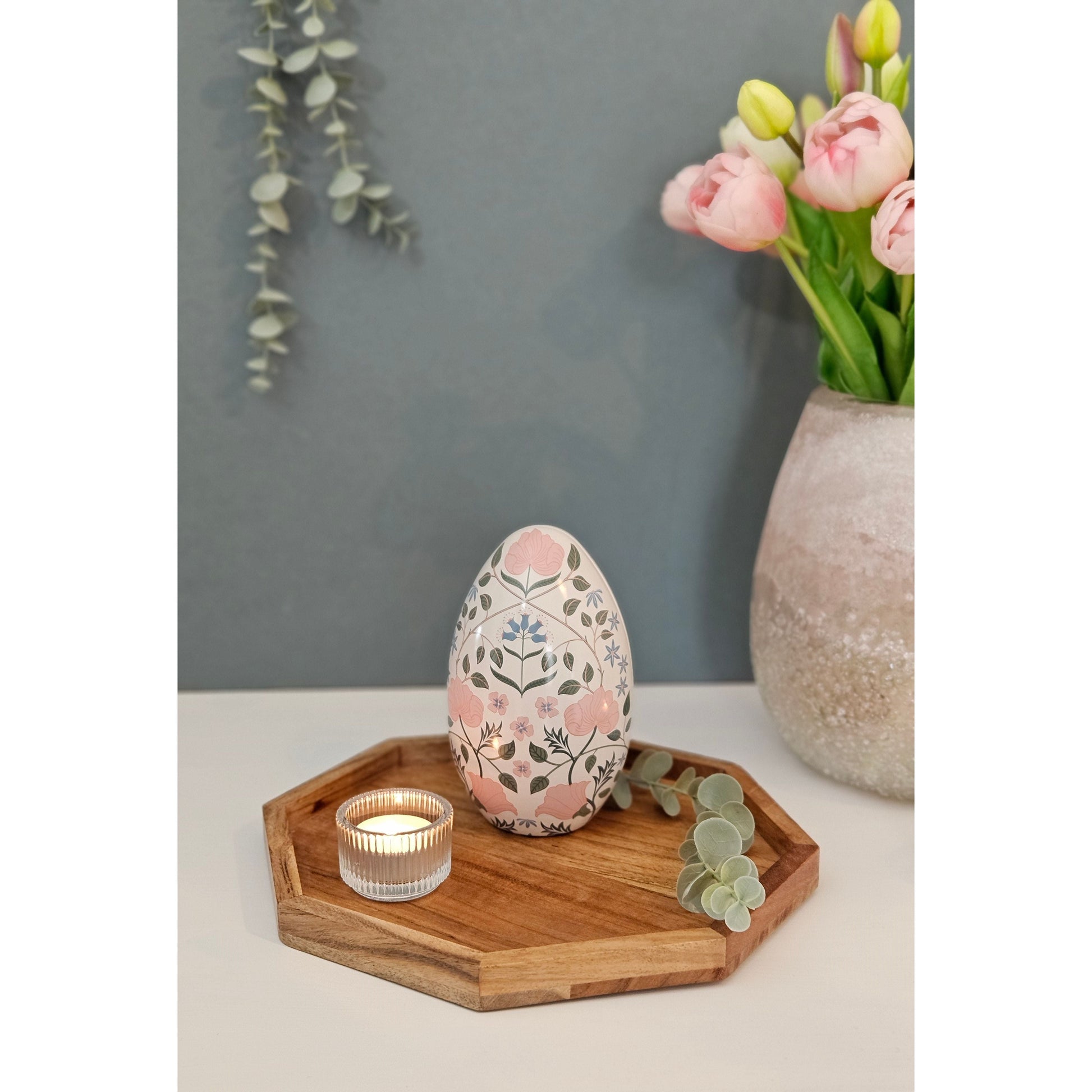 Vielseitiges achteckiges Dekotablett aus Akazienholz 25 cm