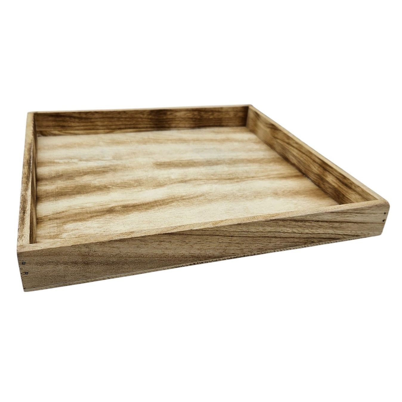 Holz Dekotablett 26x26 cm Braun Rechteckig Natürliche Eleganz