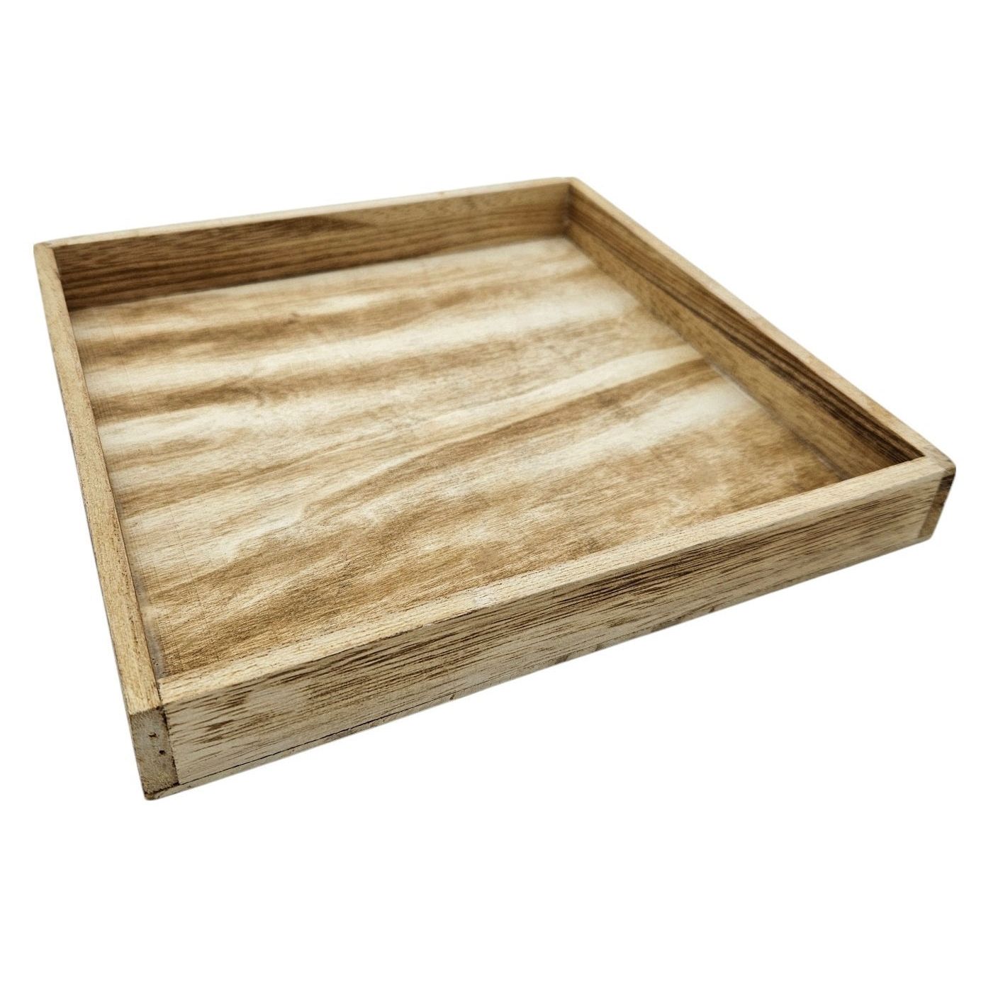 Holz Dekotablett 26x26 cm Braun Rechteckig Natürliche Eleganz